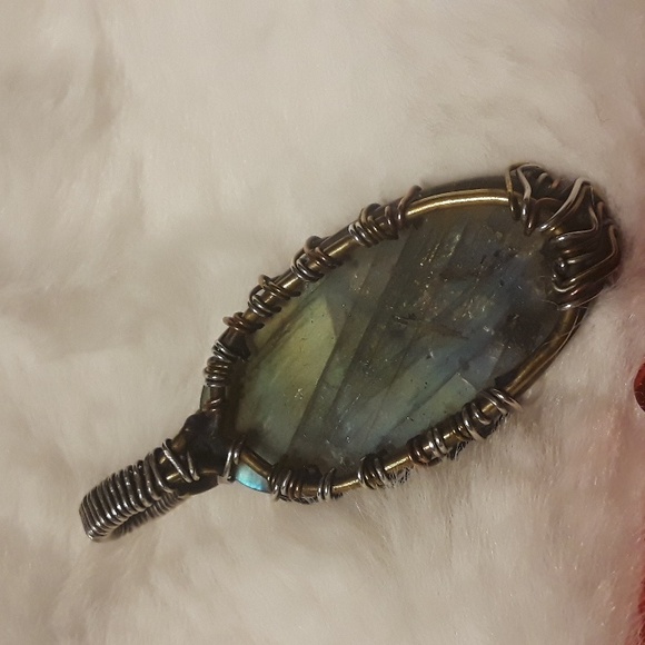 Handcrafted Wire Wrapped Labradorite Tree of Life Pendant Sterling Silver Wrap - Picture 11 of 11